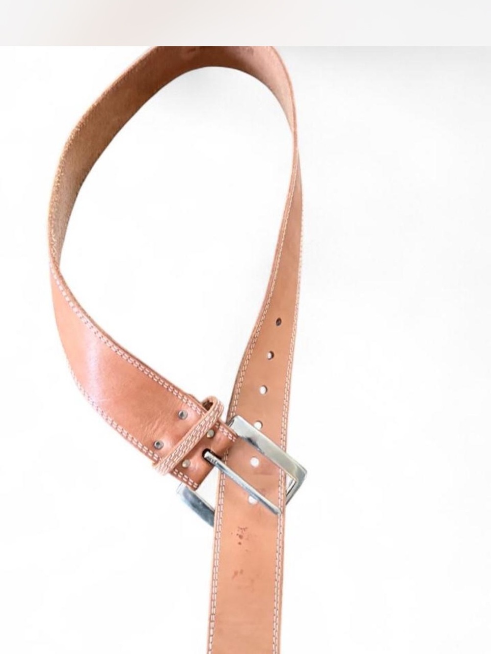 Classic Tan Leather Women's Belt with Silver Buckle